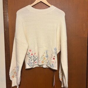 Cider Cream Floral Embroidered Sweater
